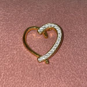 Ralph Lauren Gold Over Sterling Silver Heart Charm Faux Diamond Pendant